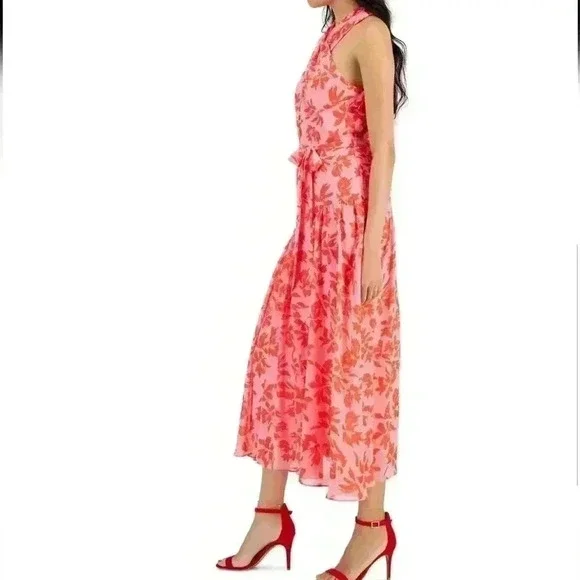 Taylor Pink Chiffon Sleeveless Dress